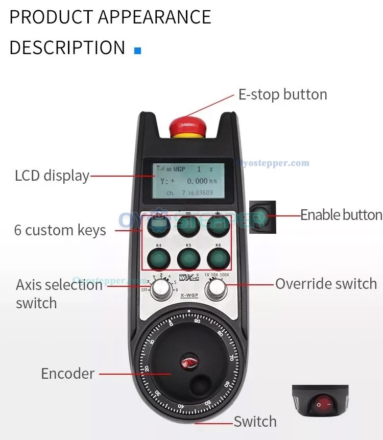 XWGP-ETS 6 Axis Electronic CNC Wireless MPG Handwheel Manual Pulse Generator